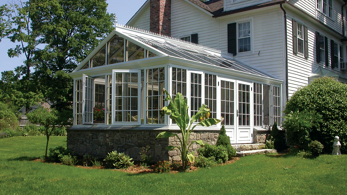 Straight eave double pitch conservatory