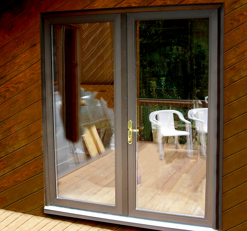 One single-slope skylight, one French door unit and one casement window
