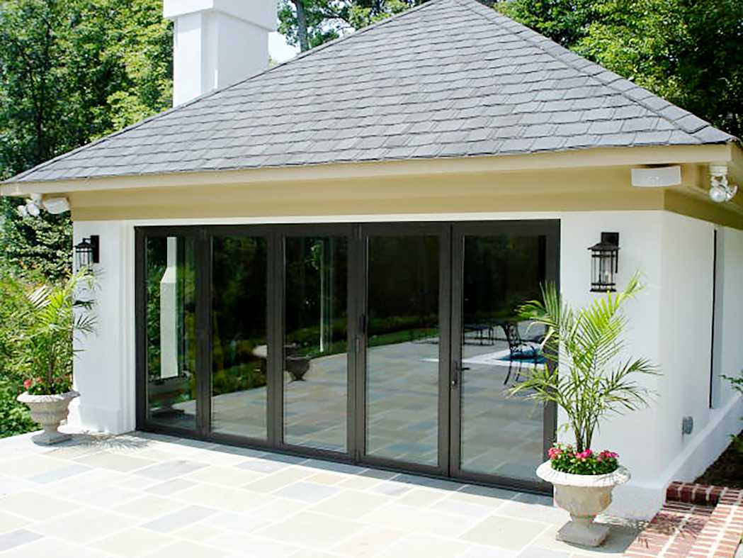 Pool house with bifold doors