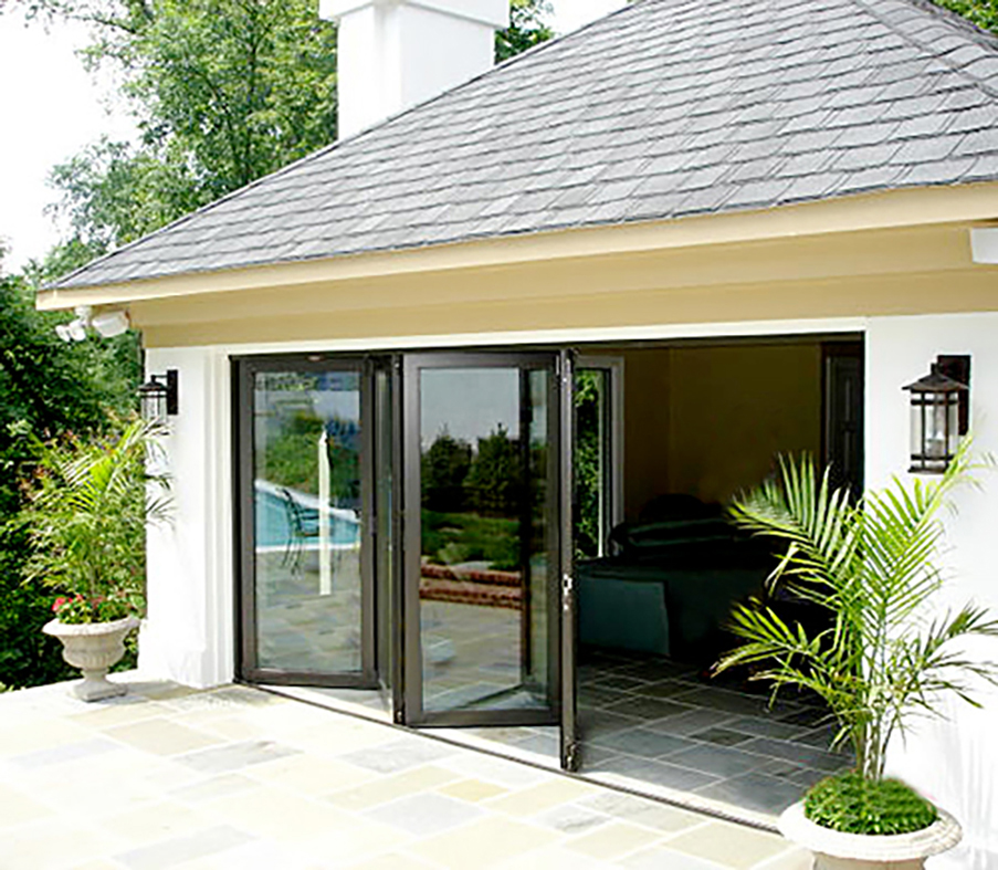 Pool house with bifold doors