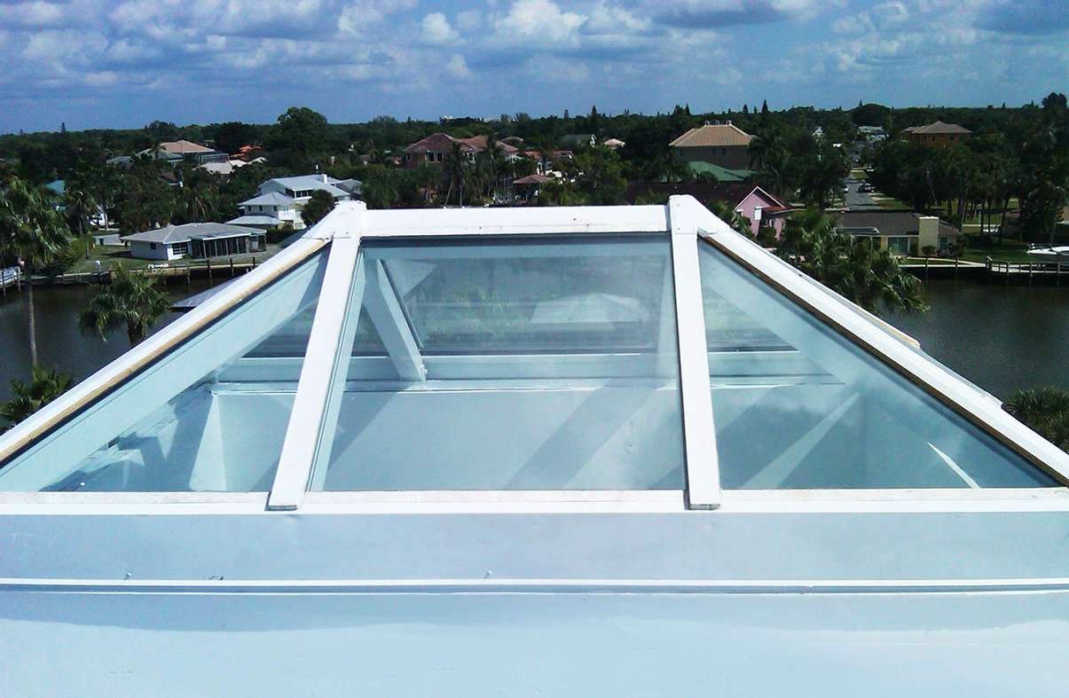Straight eave double pitch skylight.