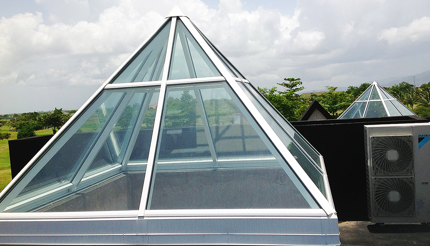 Straight eave pyramid skylight.