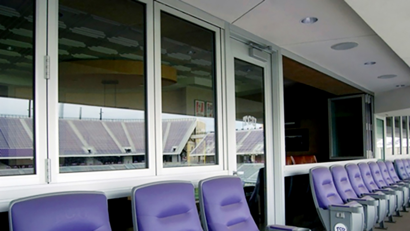 Six All Wall Folding Glass Walls for use in suites in the remodeled Amon Carter stadium at Texas Christian University