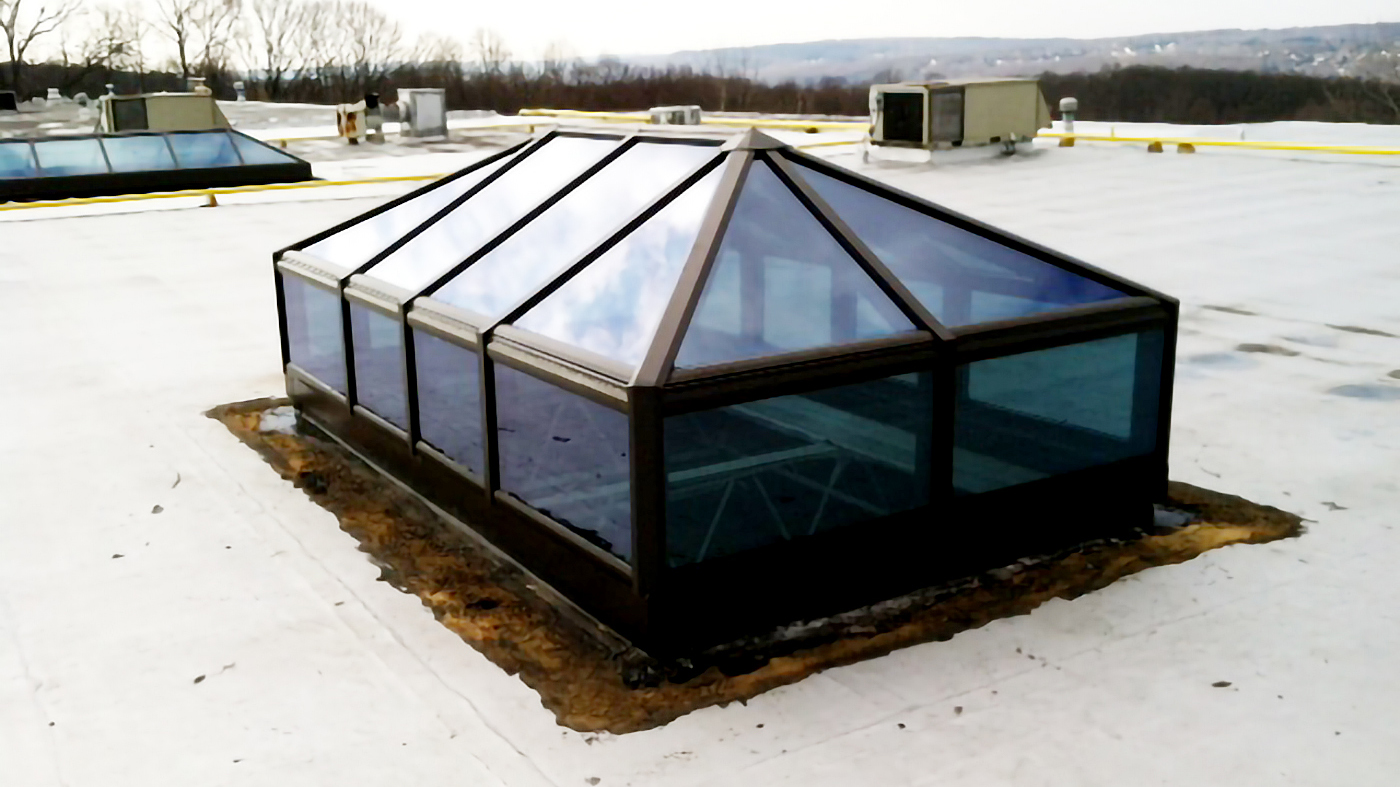 Skylights are the best way to leave in natural lighting.  One straight eave, double pitch lantern skylights including two hip ends installed in Connecticut.