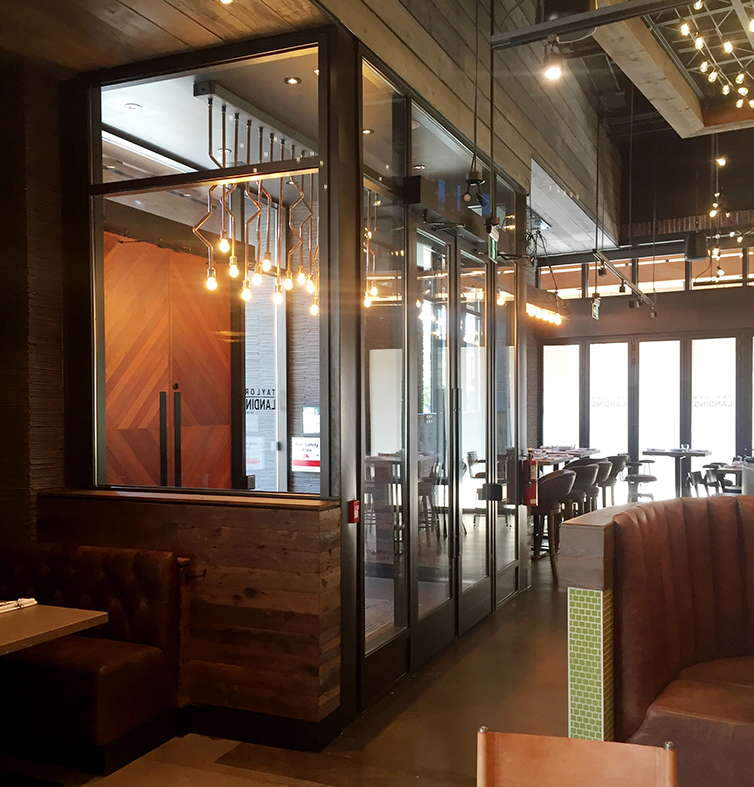 This restaurant application features our French doors. These French doors make an easy opening for heavy traffic.