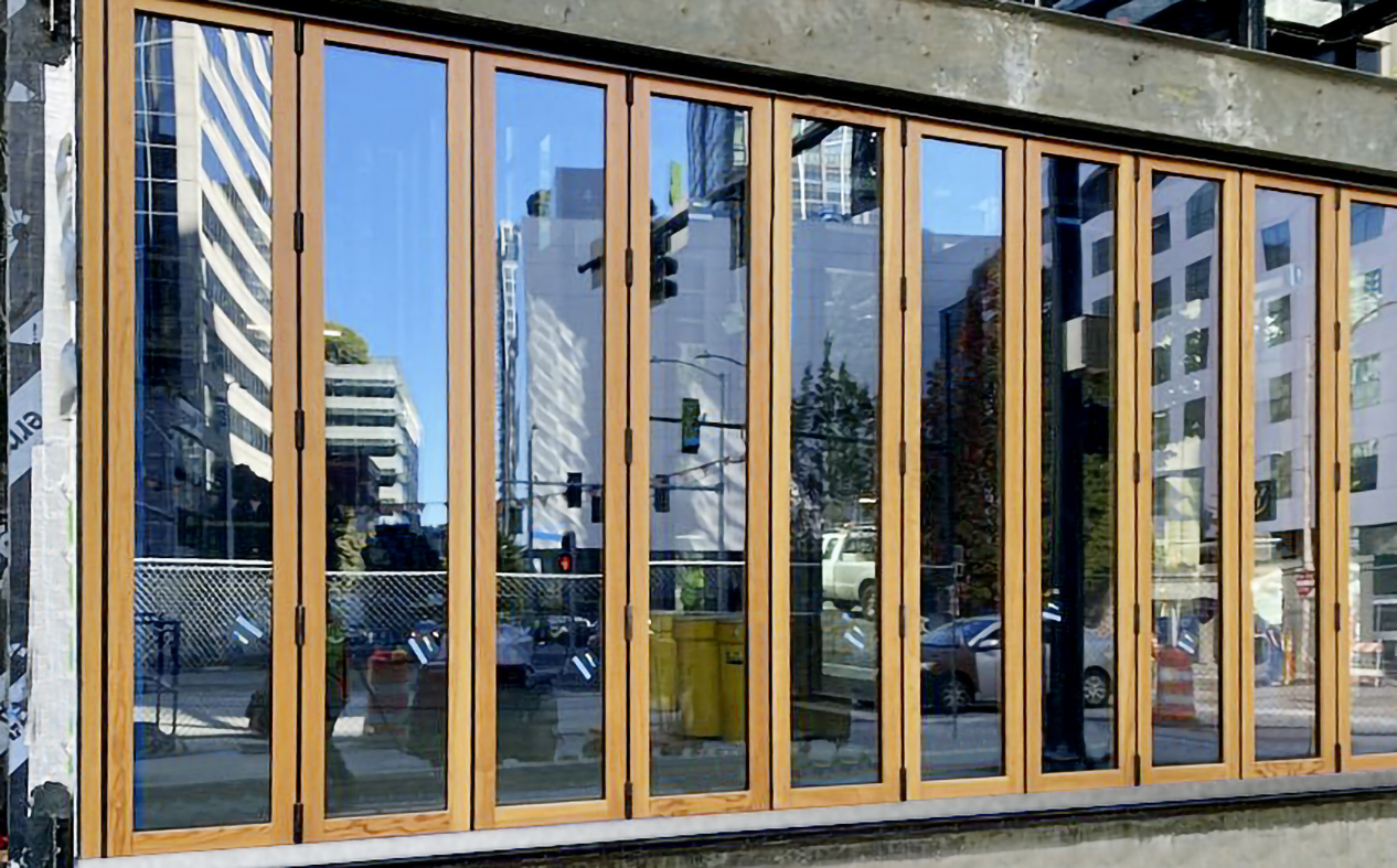 One 10-panel infold all-wall wood bifold door unit.
