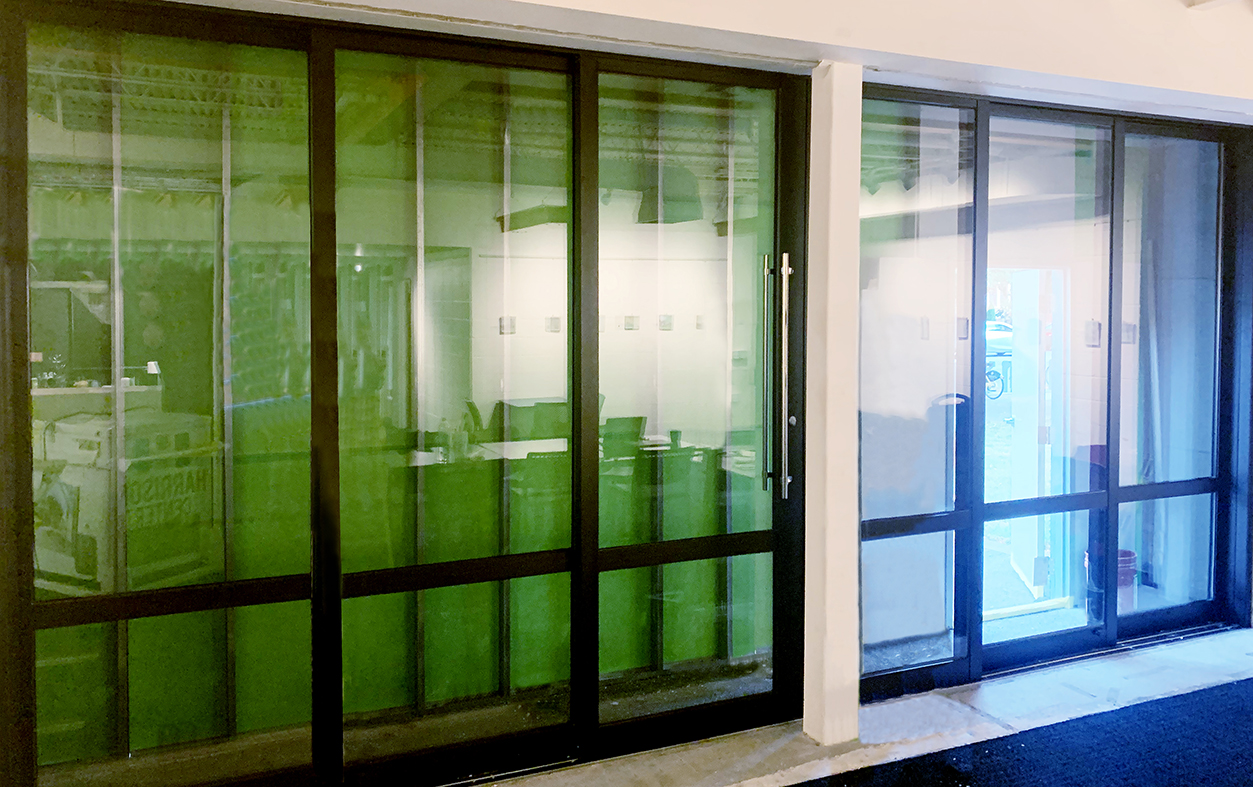 Multitrack sliding glass doors