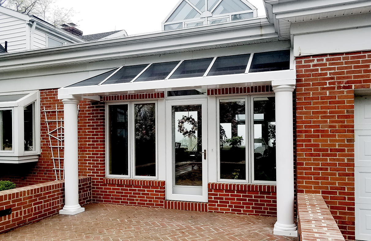 Straight eave lean-to canopy with aluminum columns
