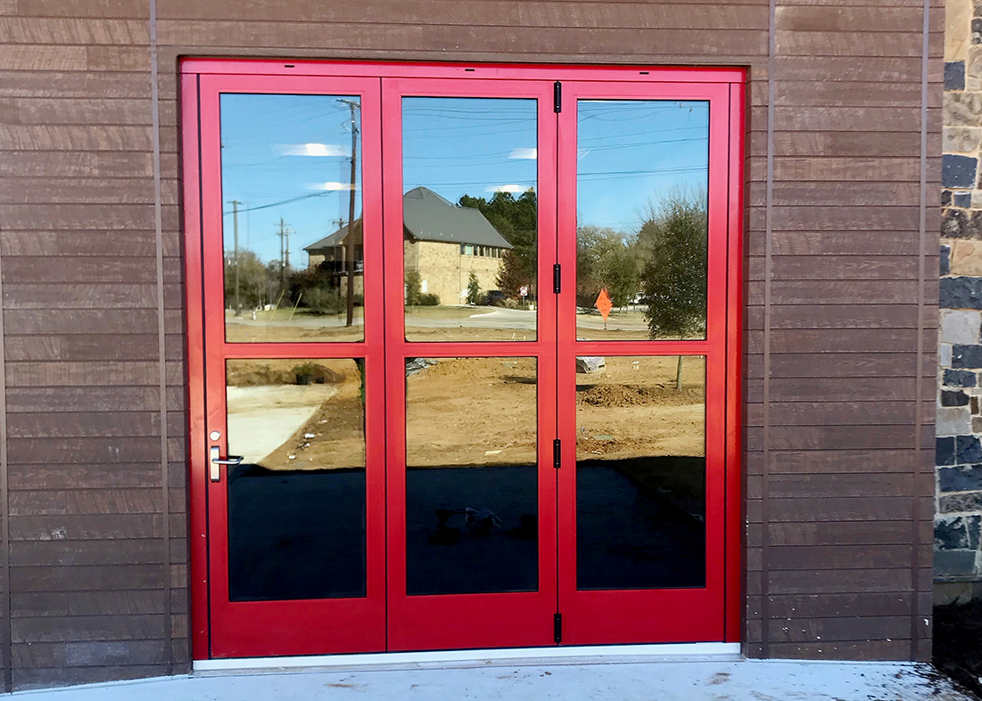 Fire red bifold doors