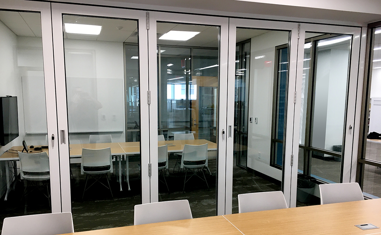 Two five-panel G3LT infold all-wall bifold door units.