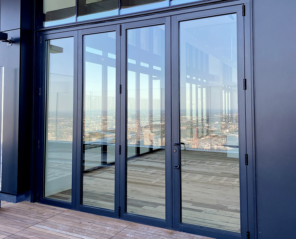 One six-panel all-wall, two six-panel single door hinged-jamb (SDHJ),  and one four-panel single door hinged jamb (SDHJ) G3 outfold bifold door units.