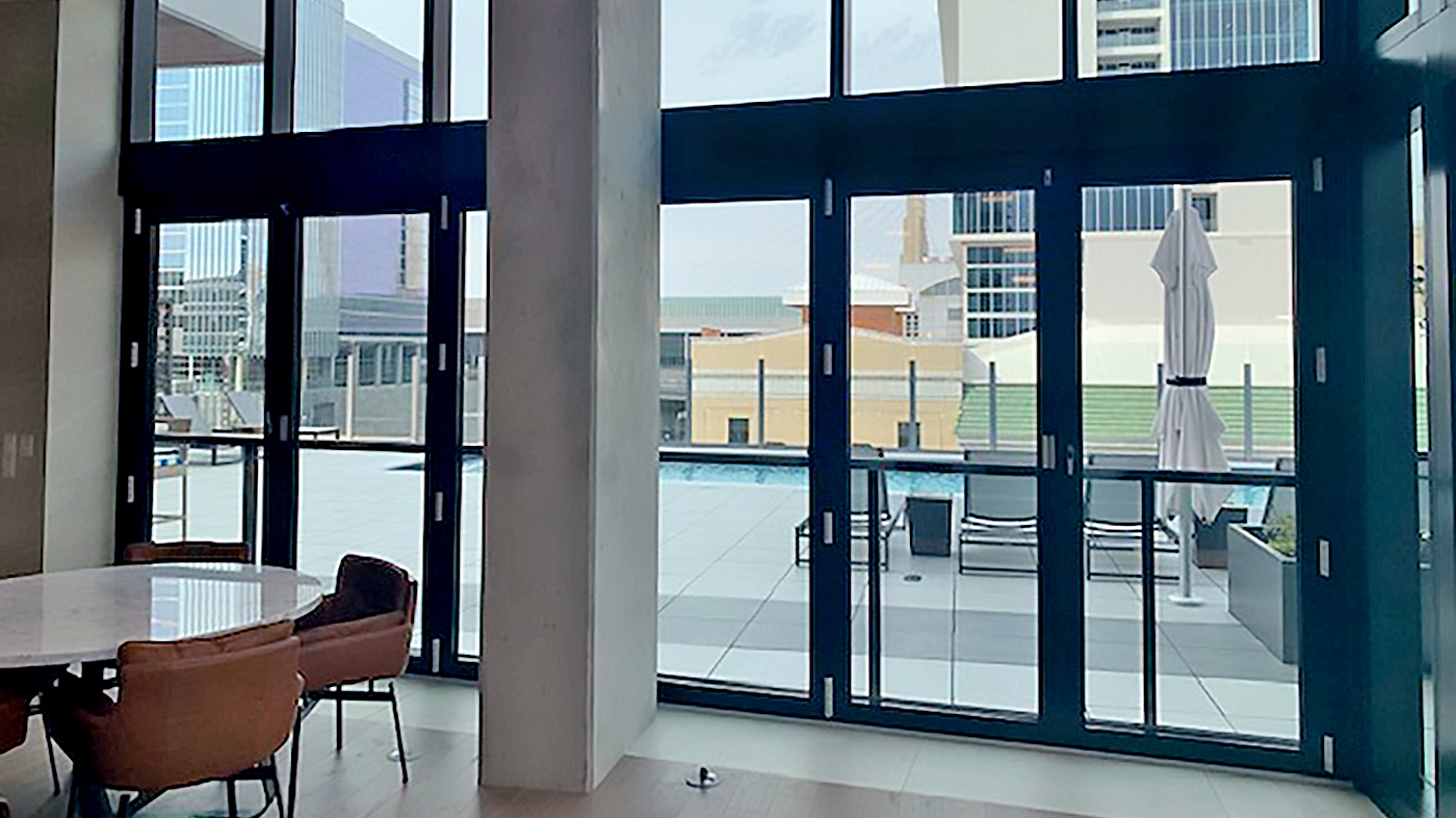 One six-panel G3 outfold split-wall bifold door unit (pictured) and one five-panel G3 outfold all-wall bifold door unit.