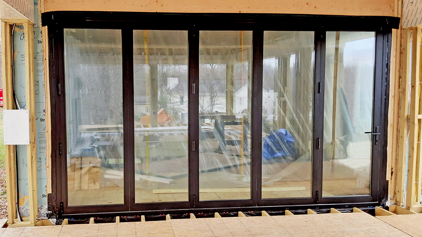 one five-panel bifold door unit