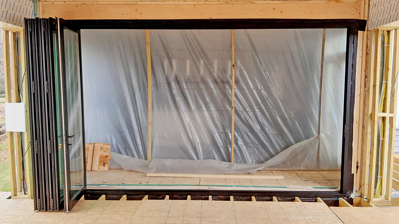 one five-panel bifold door unit