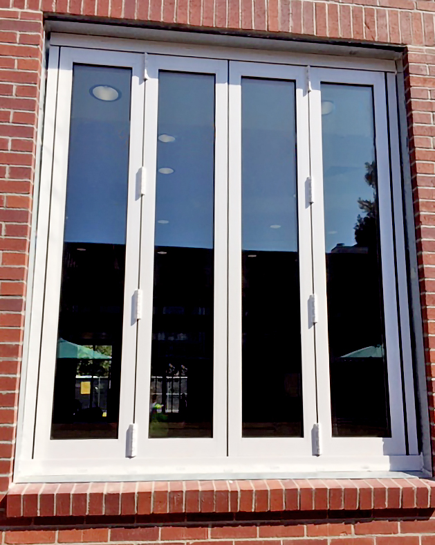 One four-panel bifold window system