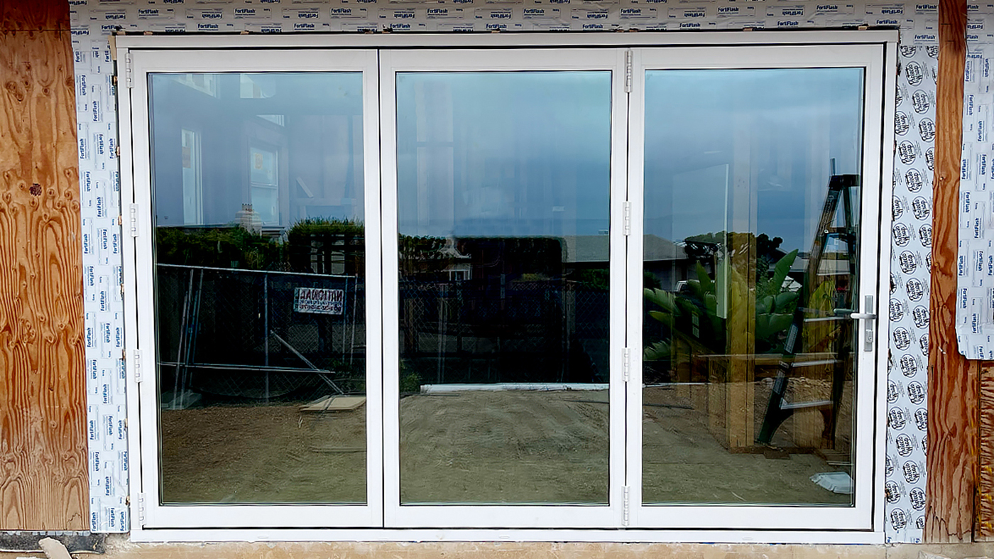 One three-panel and one five-panel bifold door units plus one three-panel bifold window unit
