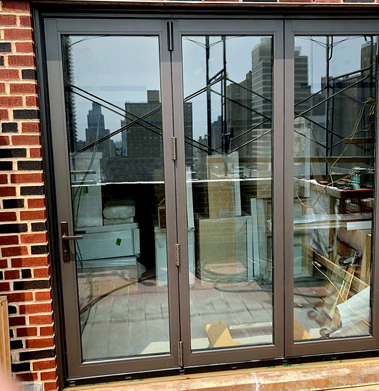 One three-panel G2 outfold single door last panel (SDLP), and two two-panel G2 outfold all-wall bifold door units.