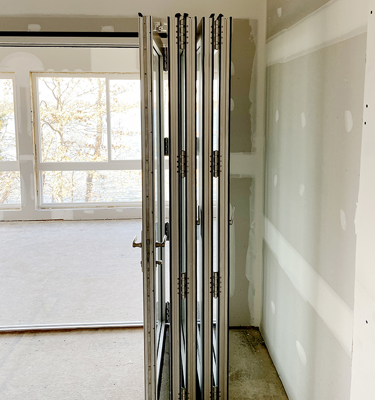 One five-panel bifold door unit