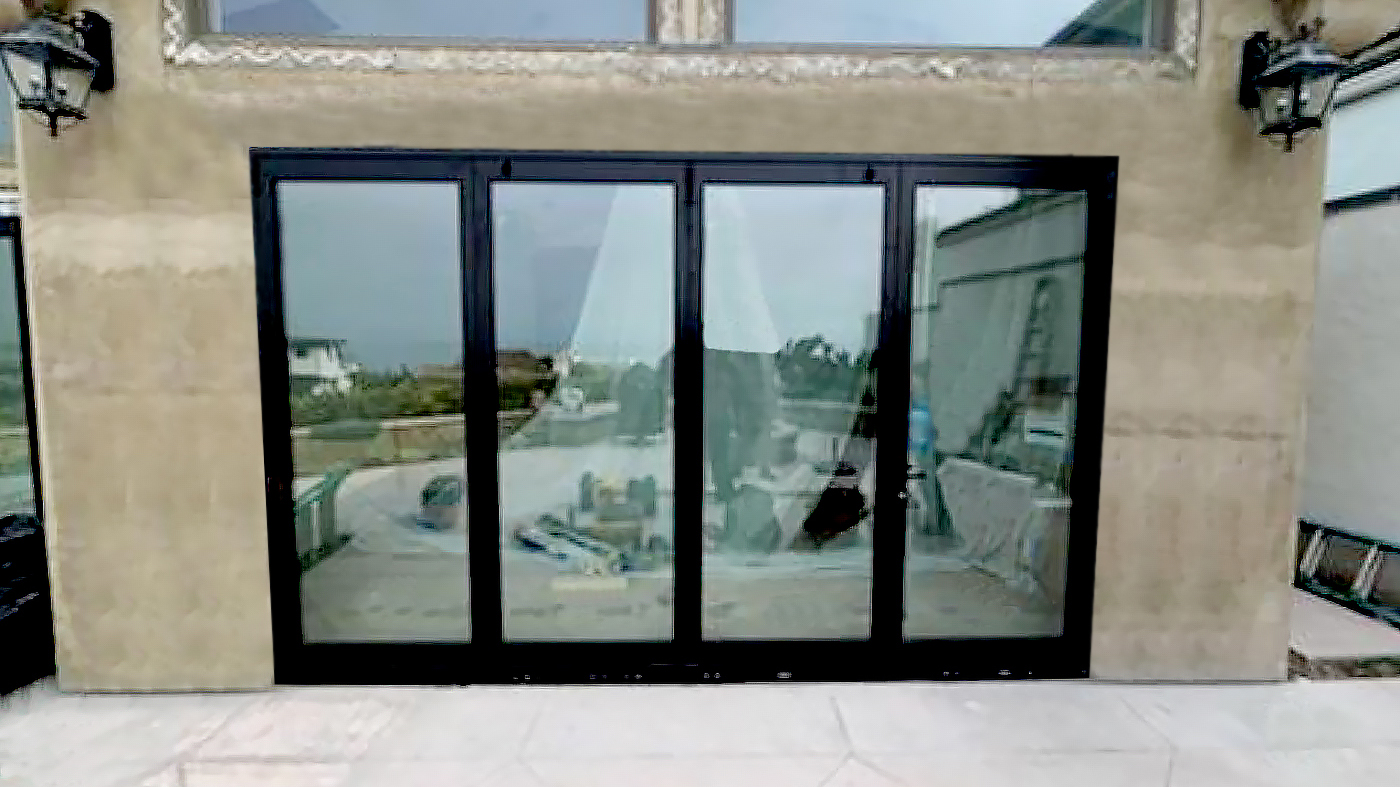 One four-panel and one three-panel bifold door