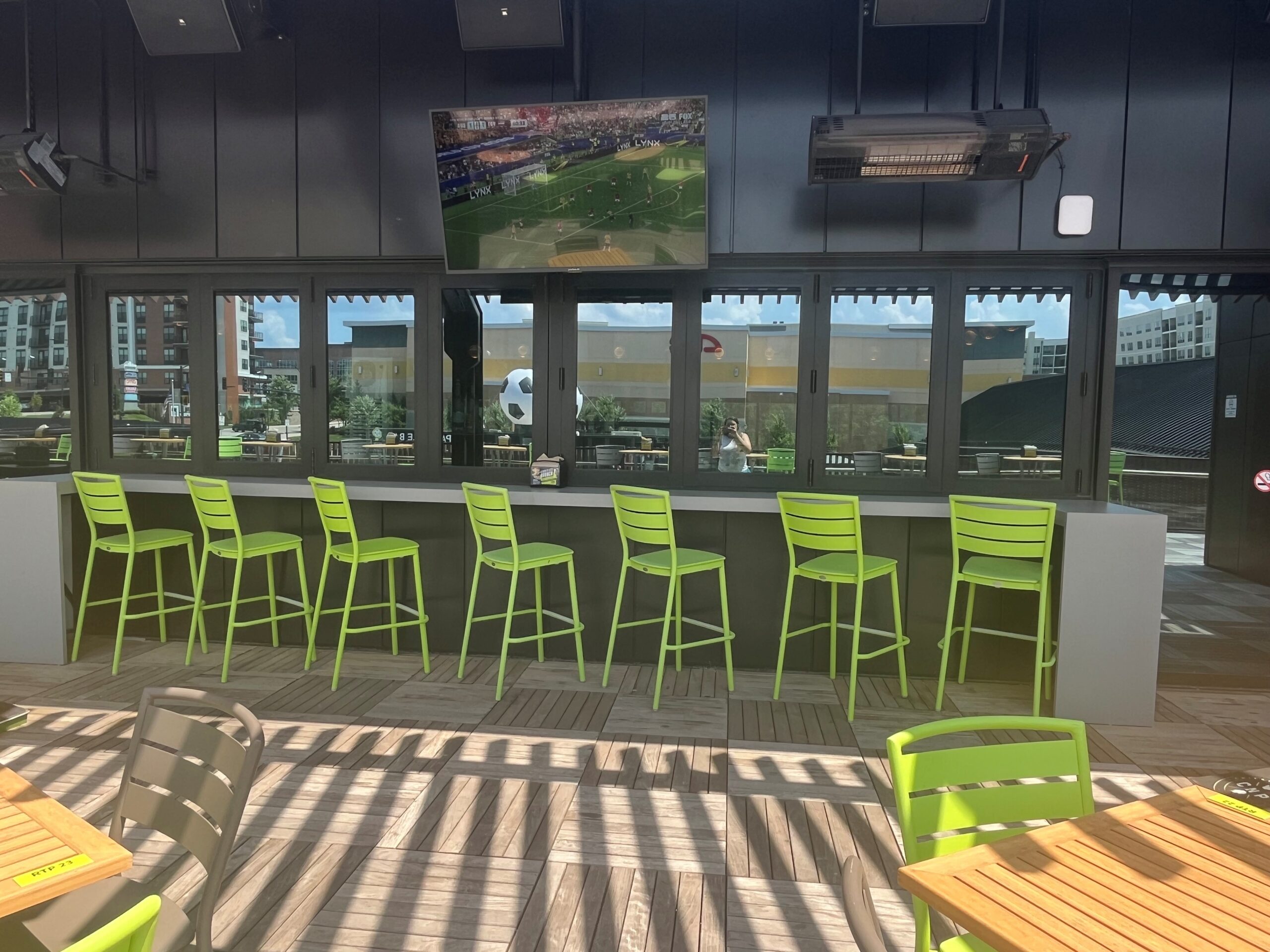 Outdoor bar and stools