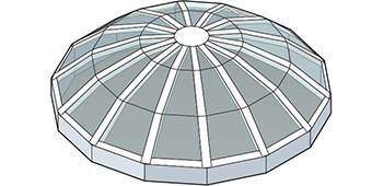 Segmented Radius Dome Skylight Isometric Drawing