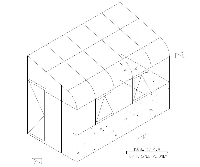Isometric-of-Curved-Eave-Leanto-Sunroom